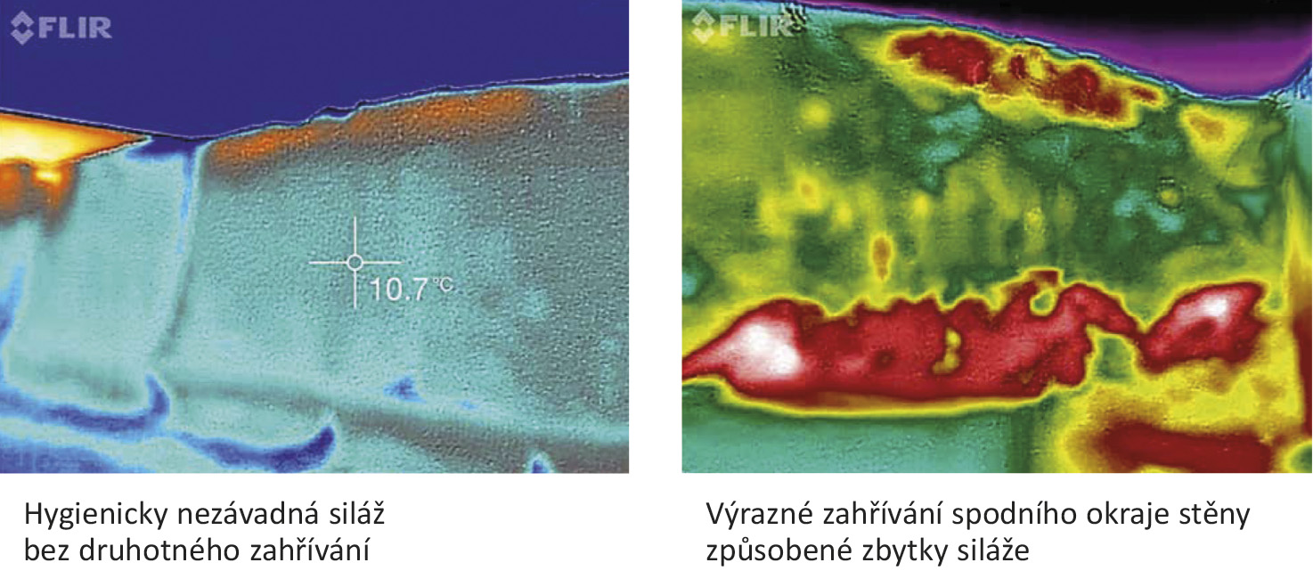Obrázek z termokamery jednoznačně ukazuje druhotné zahřívání na ploše odběru v sile